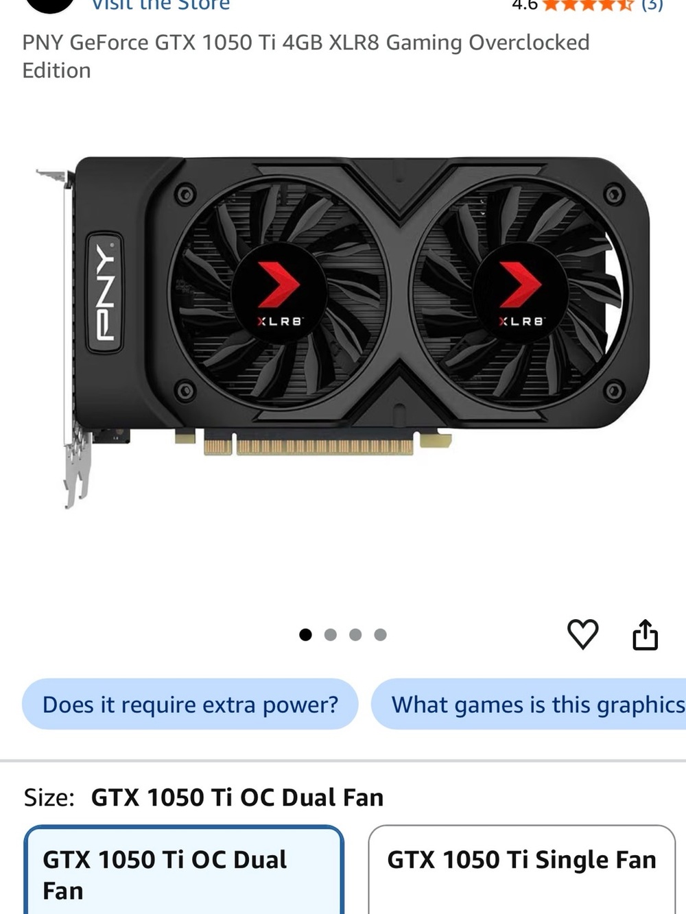 XLR8 GeForce GTX 1050 Ti 4GB Dual-Fan Graphics Card - Black